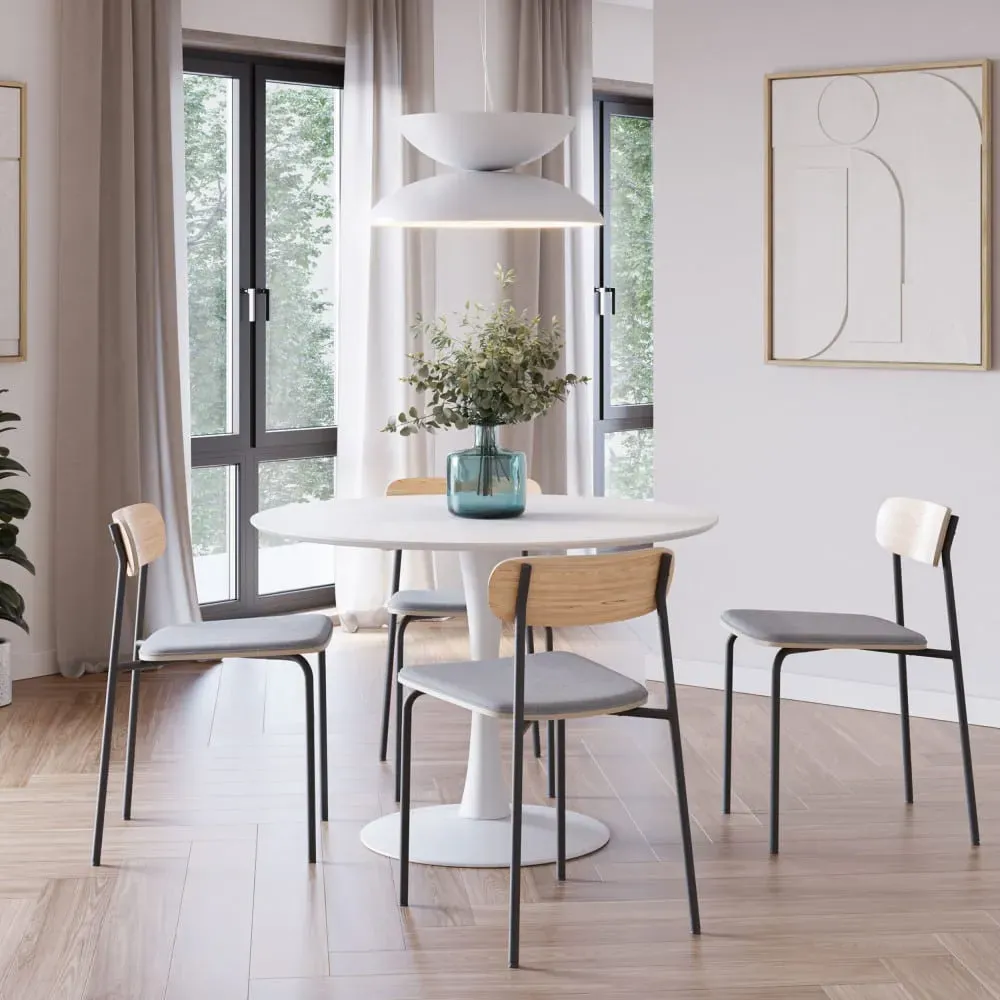 Illustration numéro 2 du produit Lot de 2 chaises en tissu et métal - Gris clair