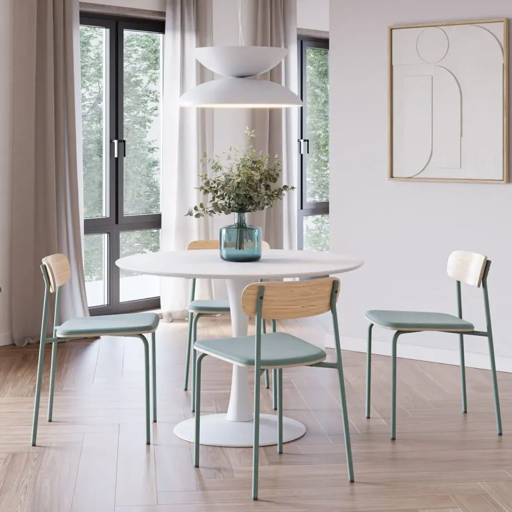 Illustration numéro 2 du produit Lot de 2 chaises en tissu et métal - Vert d'eau