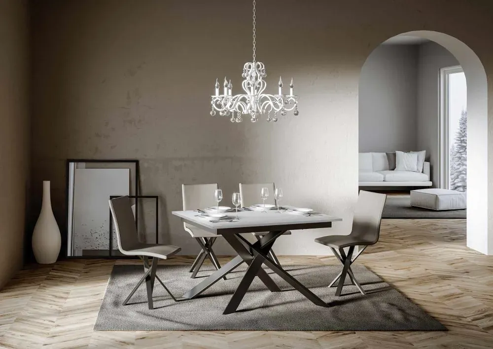 Illustration numéro 2 du produit Table extensible effet bois frêne blanc 90x120/180 cm