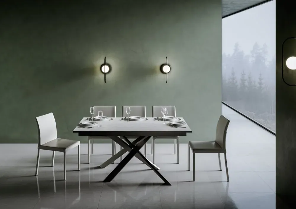 Illustration numéro 2 du produit Table extensible 90x160/220 cm effet bois blanc bord anthracite