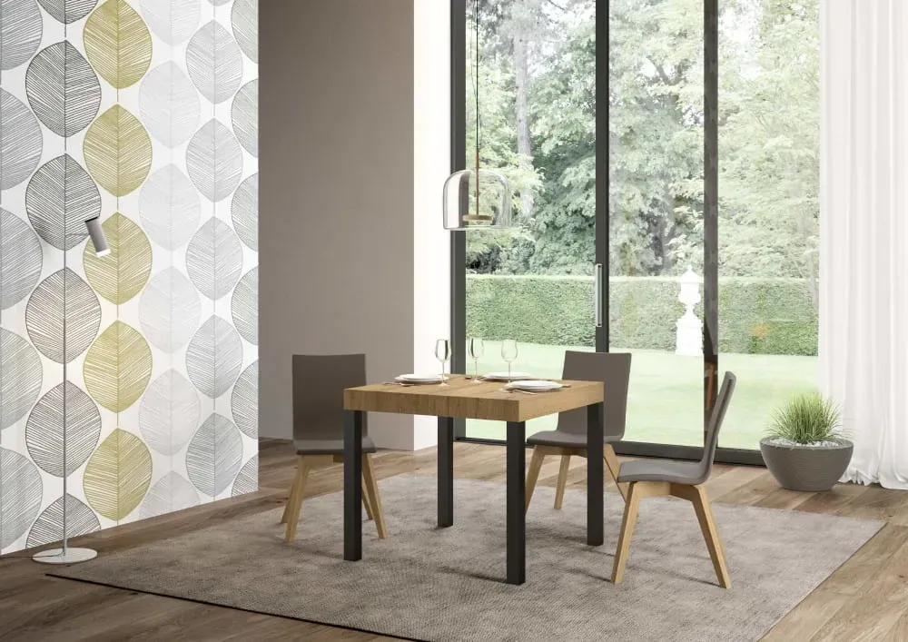 Illustration numéro 2 du produit Table extensible 90x90/246 cm effet bois chêne nature