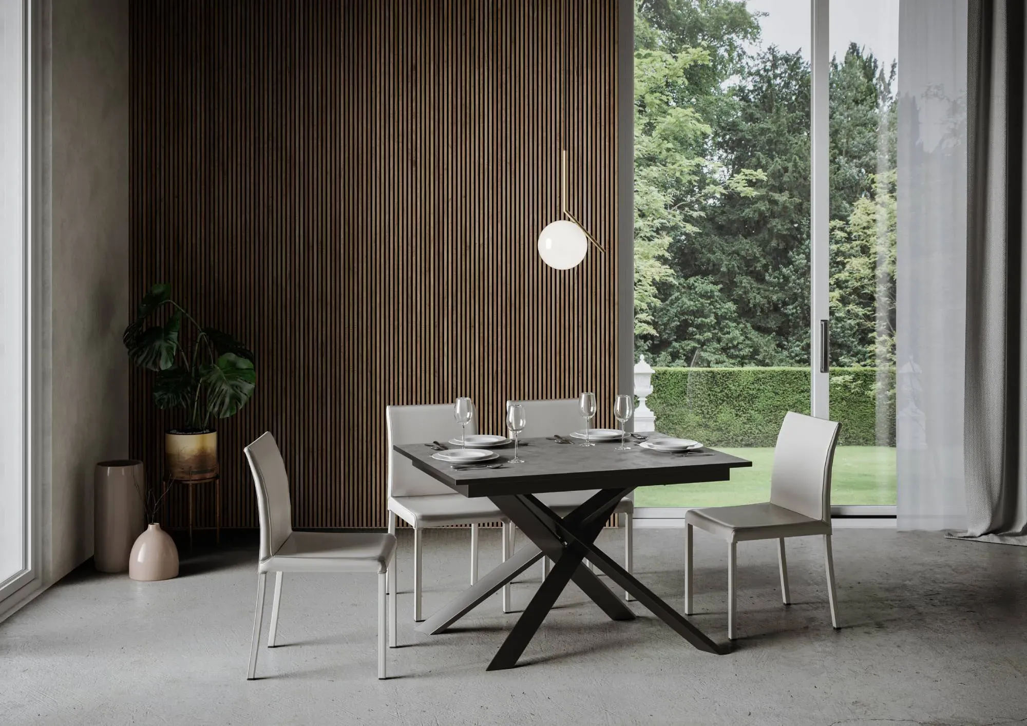 Illustration numéro 2 du produit Table extensible 90x120/180 cm effet bois anthracite