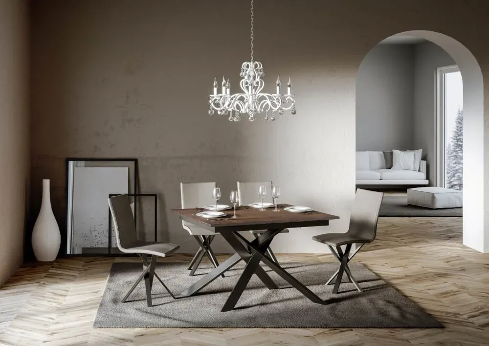 Illustration numéro 2 du produit Table extensible 90x120/180 cm effet bois noyer