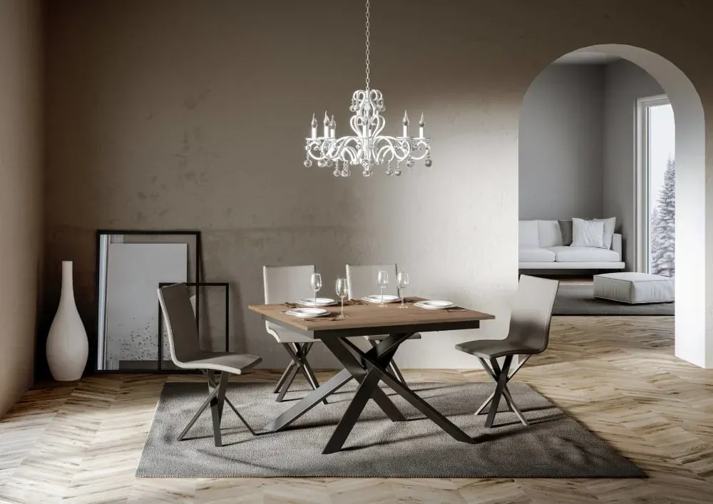 Illustration numéro 2 du produit Table extensible 90x120/180 cm effet bois chêne nature