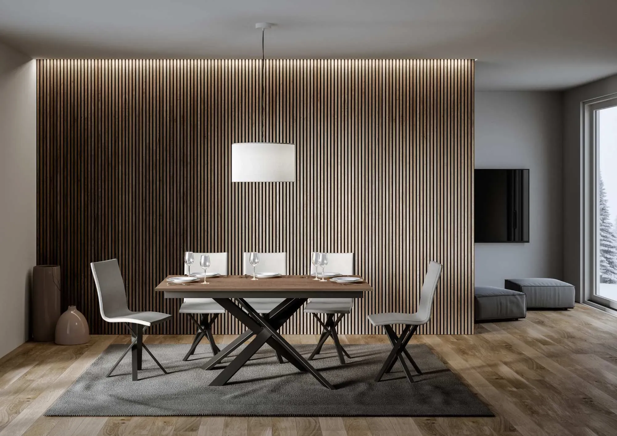 Illustration numéro 2 du produit Table extensible 90x160/220 cm effet bois chêne nature