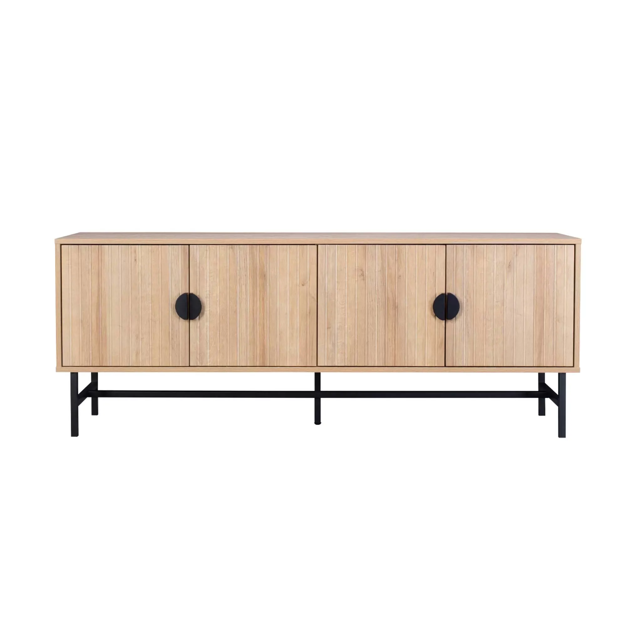 Illustration numéro 2 du produit Meuble tv décor bois rainuré effet chêne