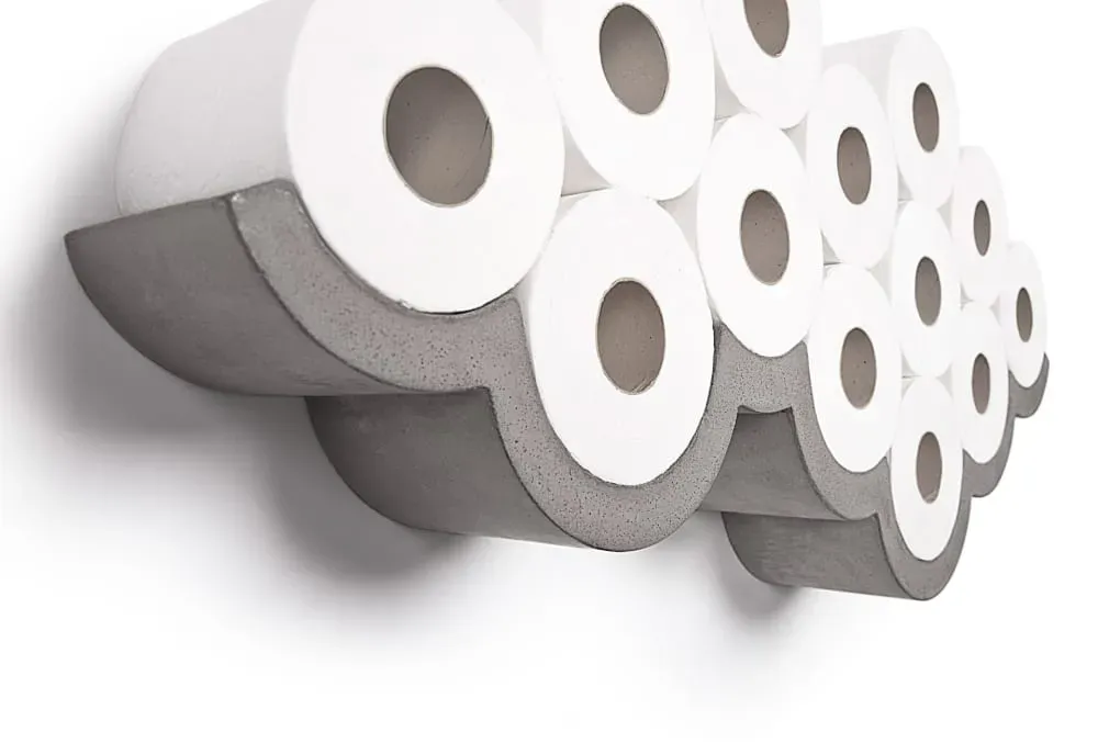 Illustration numéro 2 du produit Etagère papier toilette design en béton gris - 75x10cm