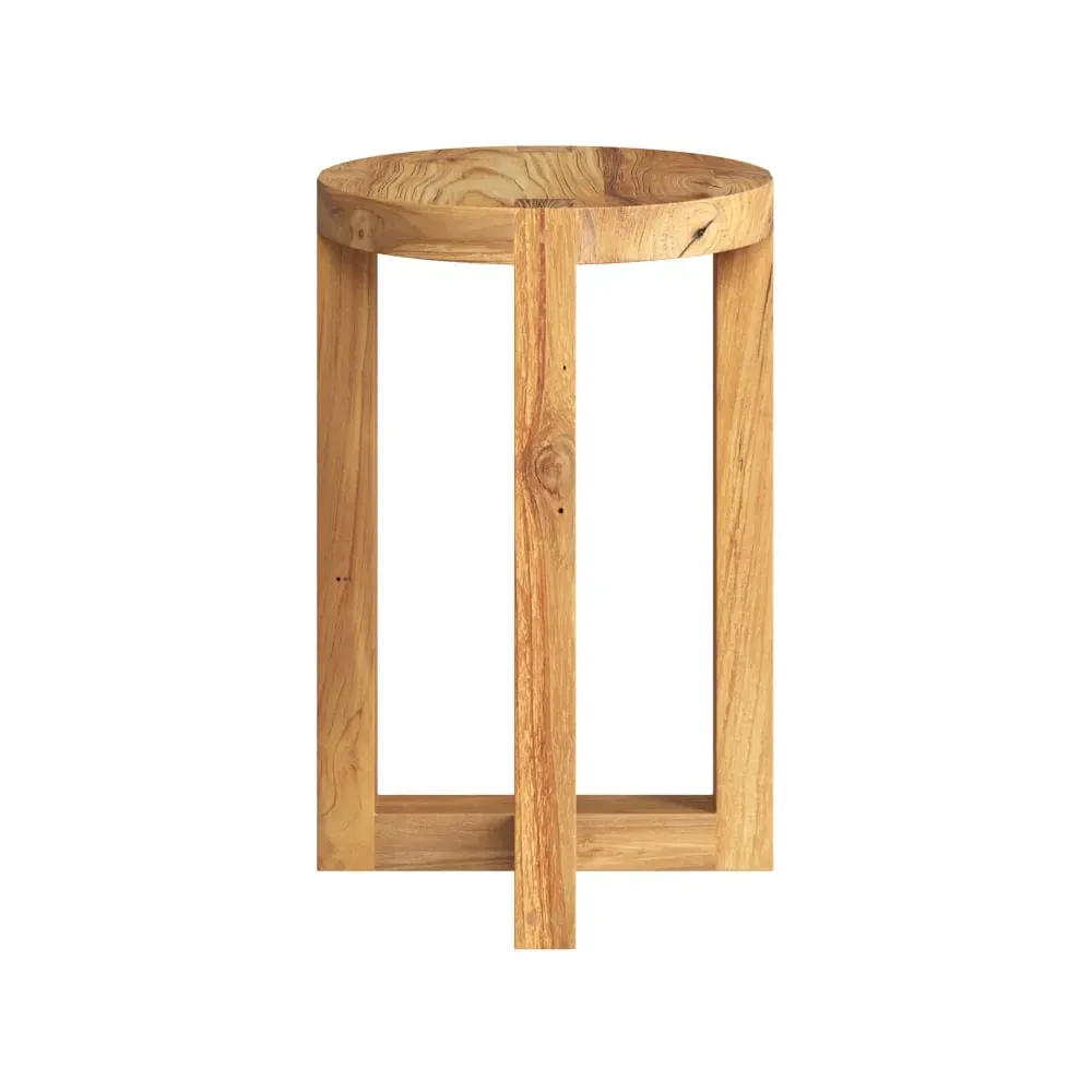 Illustration numéro 2 du produit Tabouret rond en bois de teck recyclé H45,5 cm