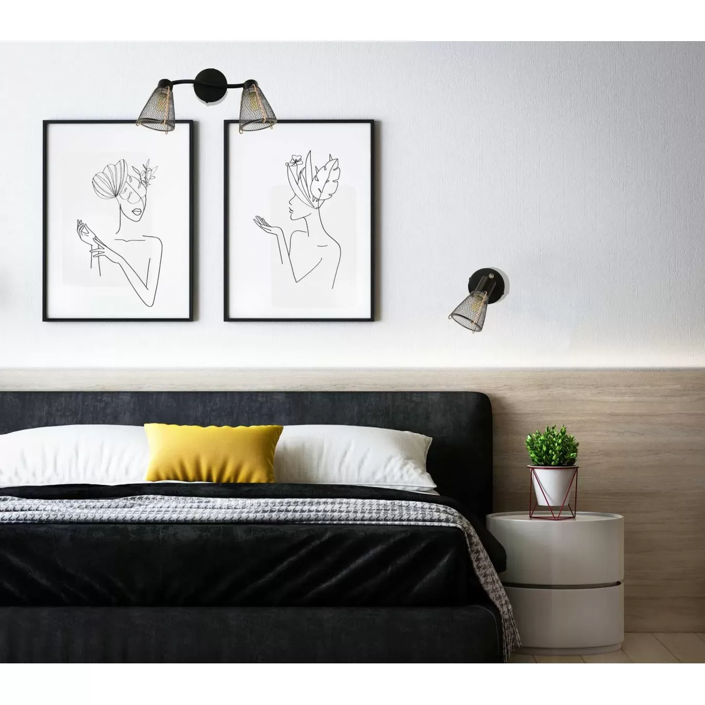 Illustration numéro 2 du produit Applique murale 1 lumière en métal grillagé noir et cuivré