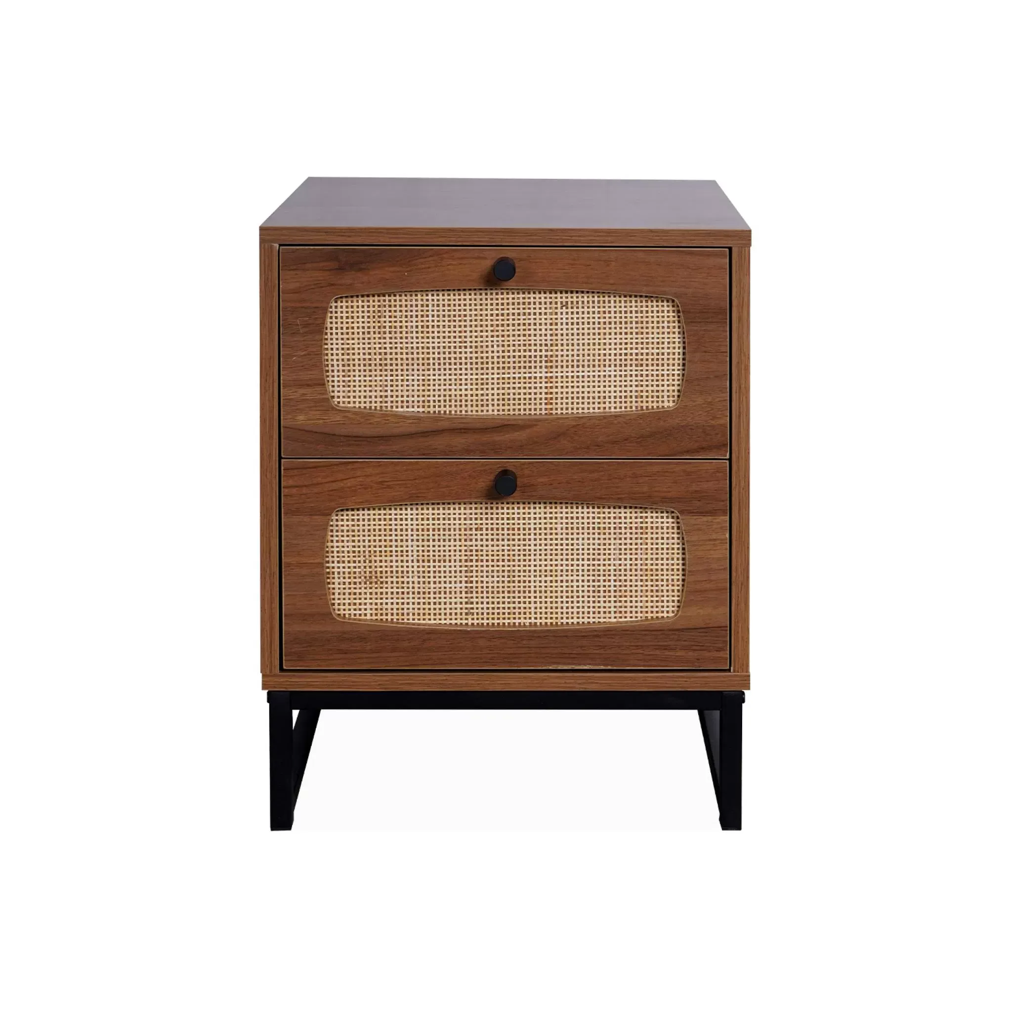 Illustration numéro 2 du produit Table de chevet en décor bois et en cannage