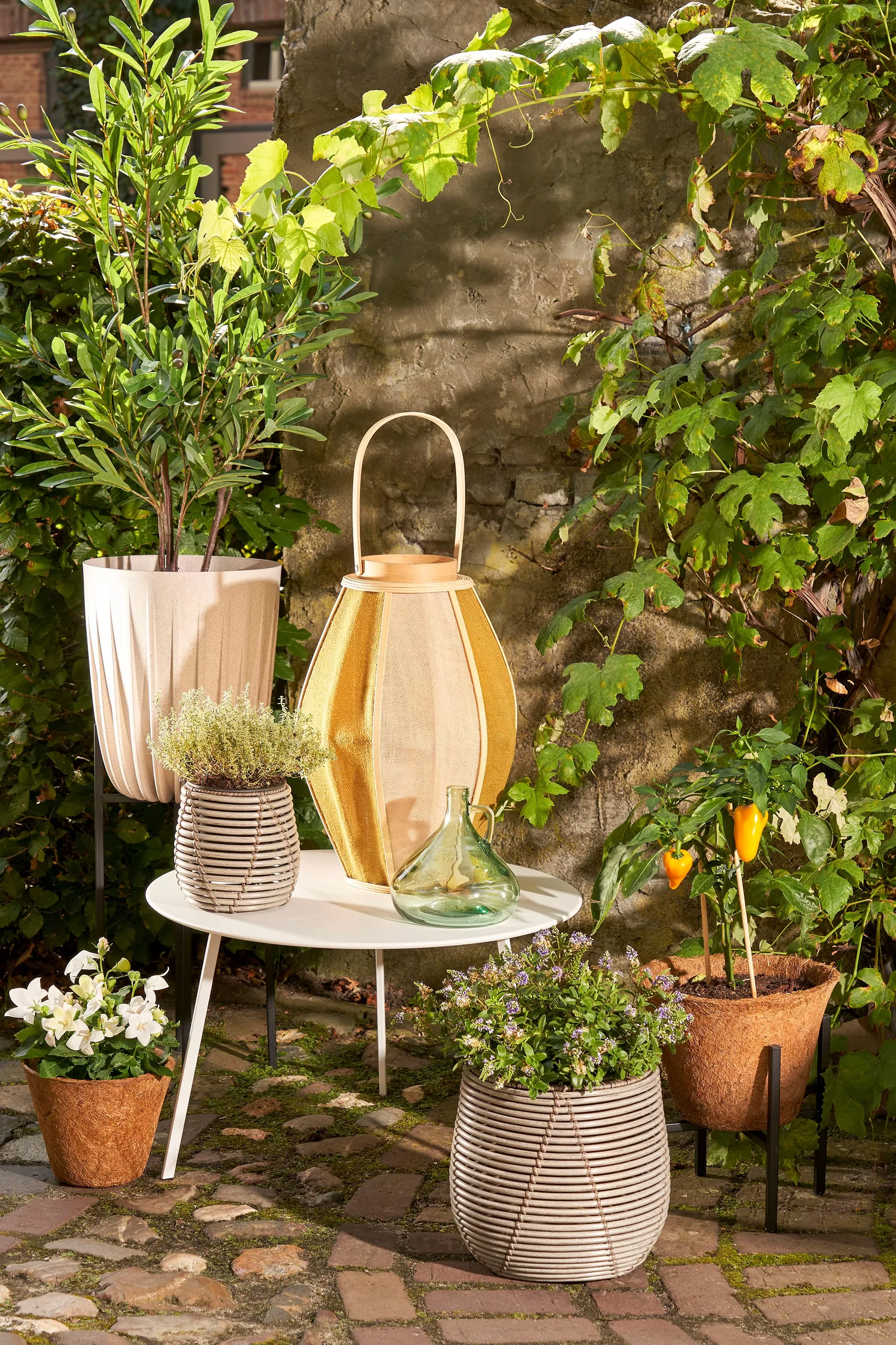 Illustration numéro 2 du produit Table d'appoint extérieure blanc fer h38xl58xl58cm