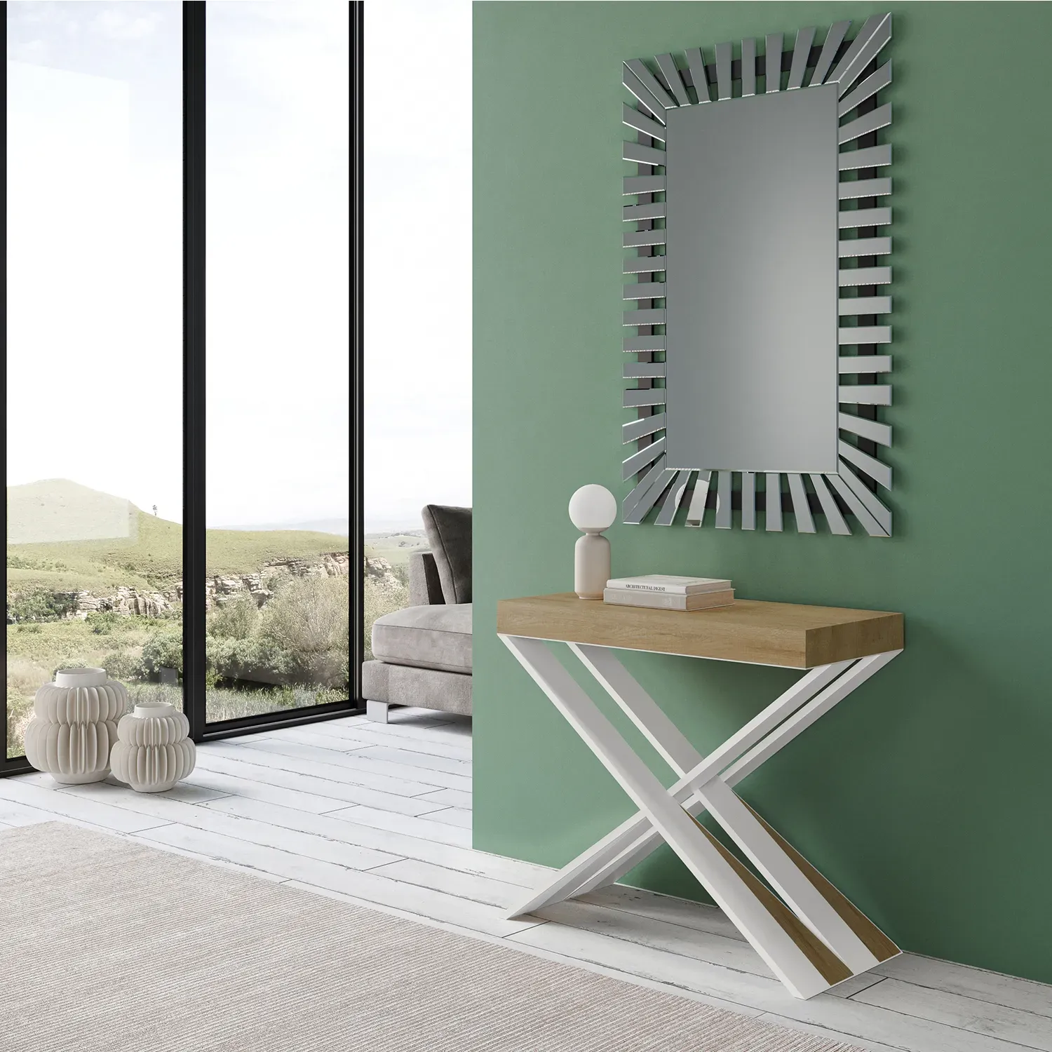 Illustration numéro 2 du produit Console extensible 90x40/300 cm effet bois chêne nature