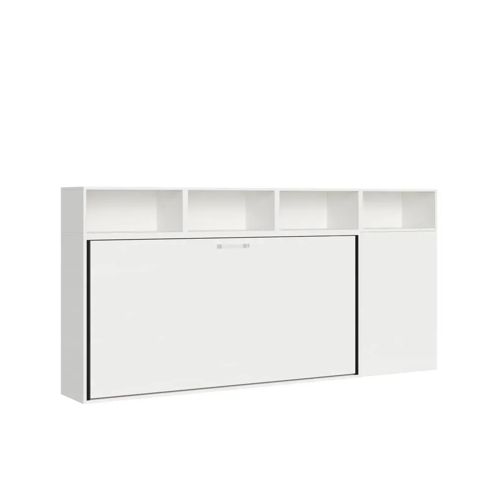 Illustration numéro 2 du produit Lit escamotable horizontal 1 couchage effet bois frêne blanc