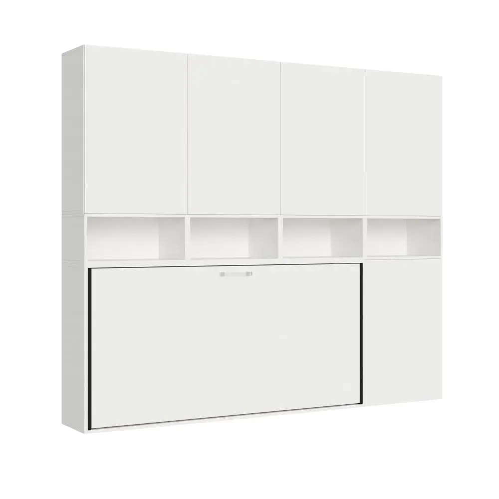 Illustration numéro 2 du produit Lit escamotable horizontal 1 couchage effet bois frêne blanc