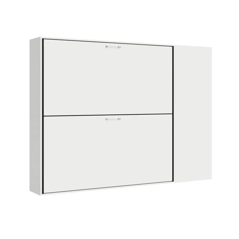 Illustration numéro 2 du produit Lit escamotable horizontal superposé effet bois frêne blanc