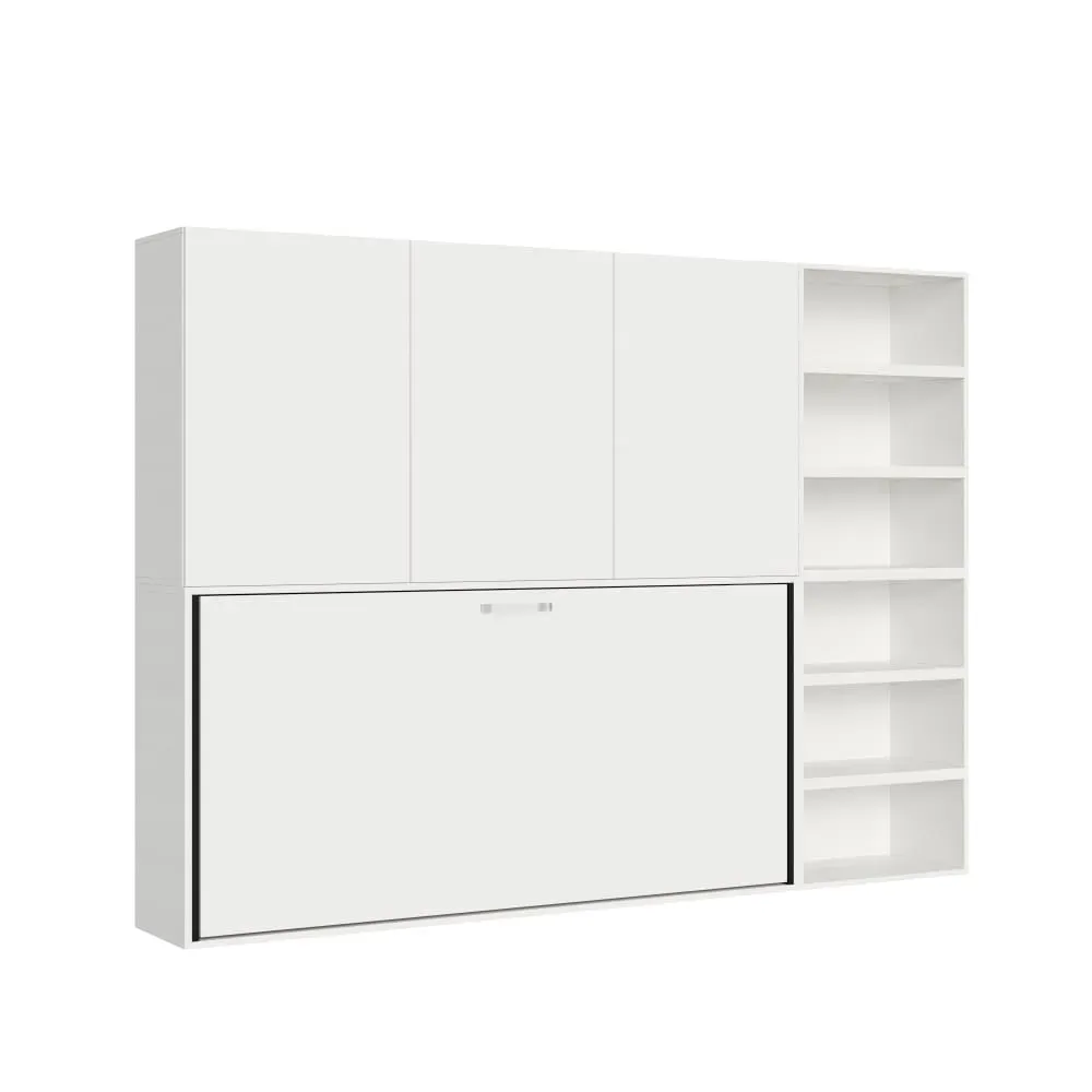 Illustration numéro 2 du produit Lit escamotable horizontal 1 couchage effet bois frêne blanc