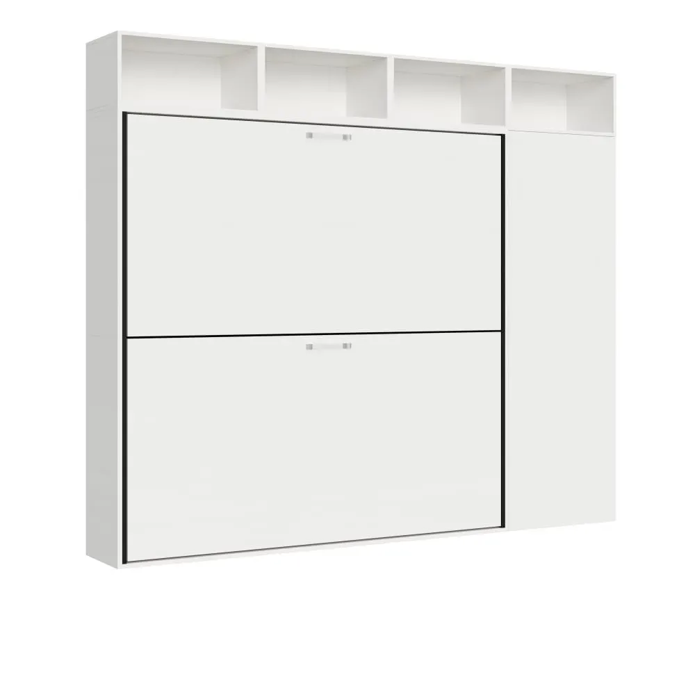 Illustration numéro 2 du produit Lit escamotable horizontal superposé effet bois frêne blanc