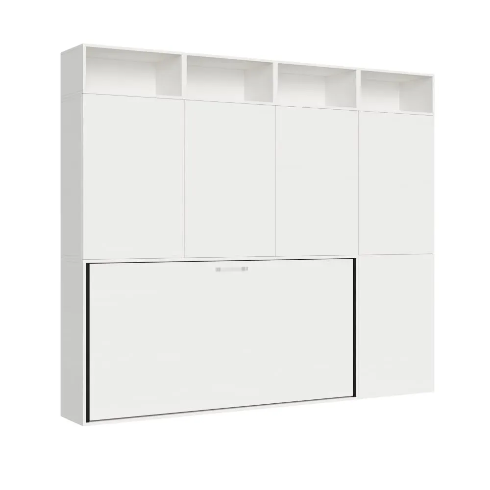 Illustration numéro 2 du produit Lit escamotable horizontal 1 couchage effet bois frêne blanc