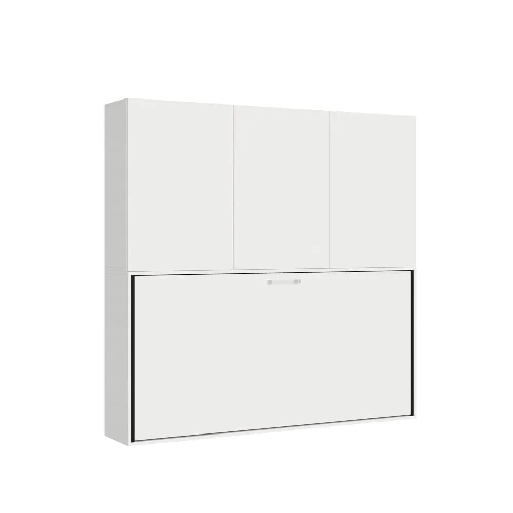 Illustration numéro 2 du produit Lit escamotable horizontal 1 couchage effet bois frêne blanc