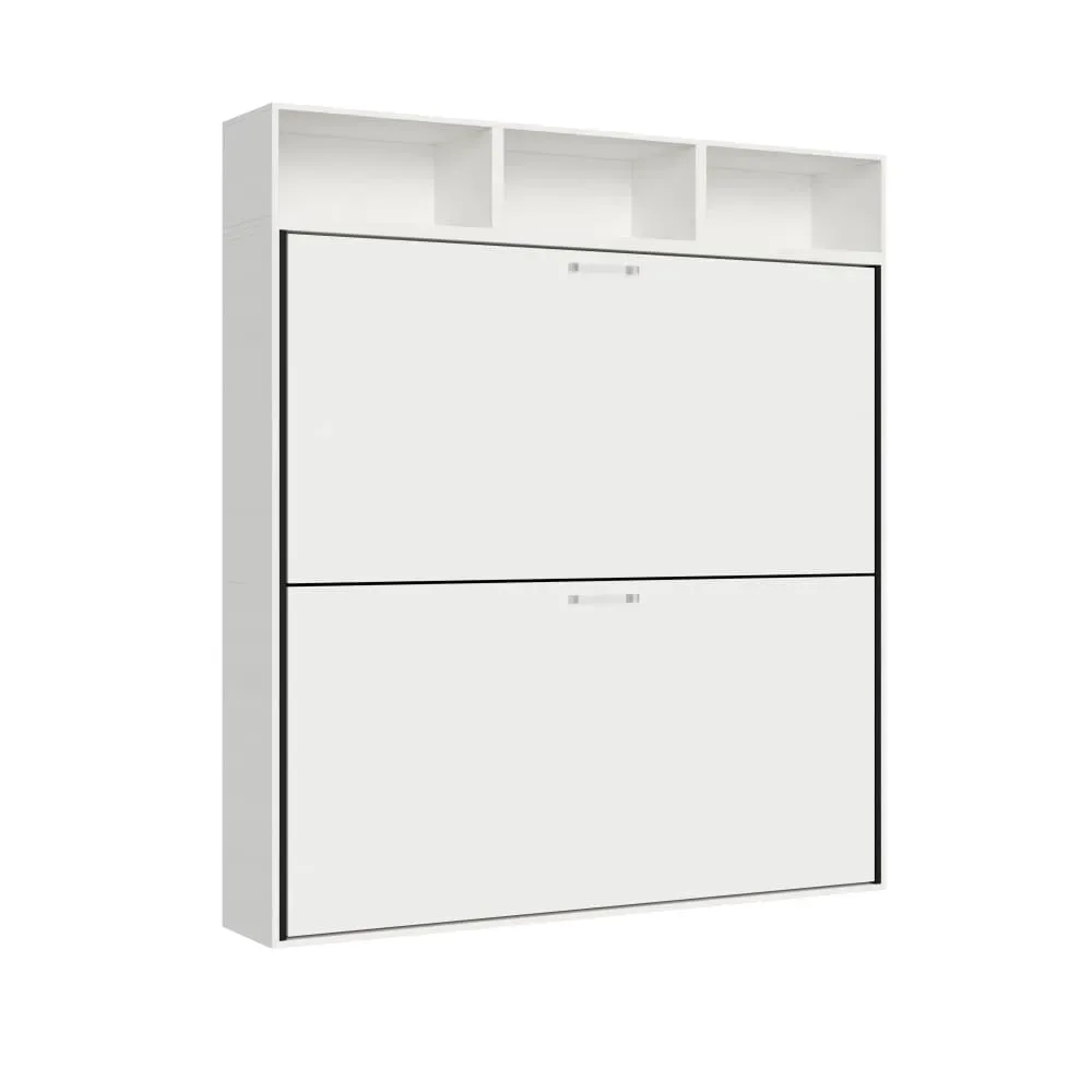 Illustration numéro 2 du produit Lit escamotable horizontal superposé effet bois frêne blanc