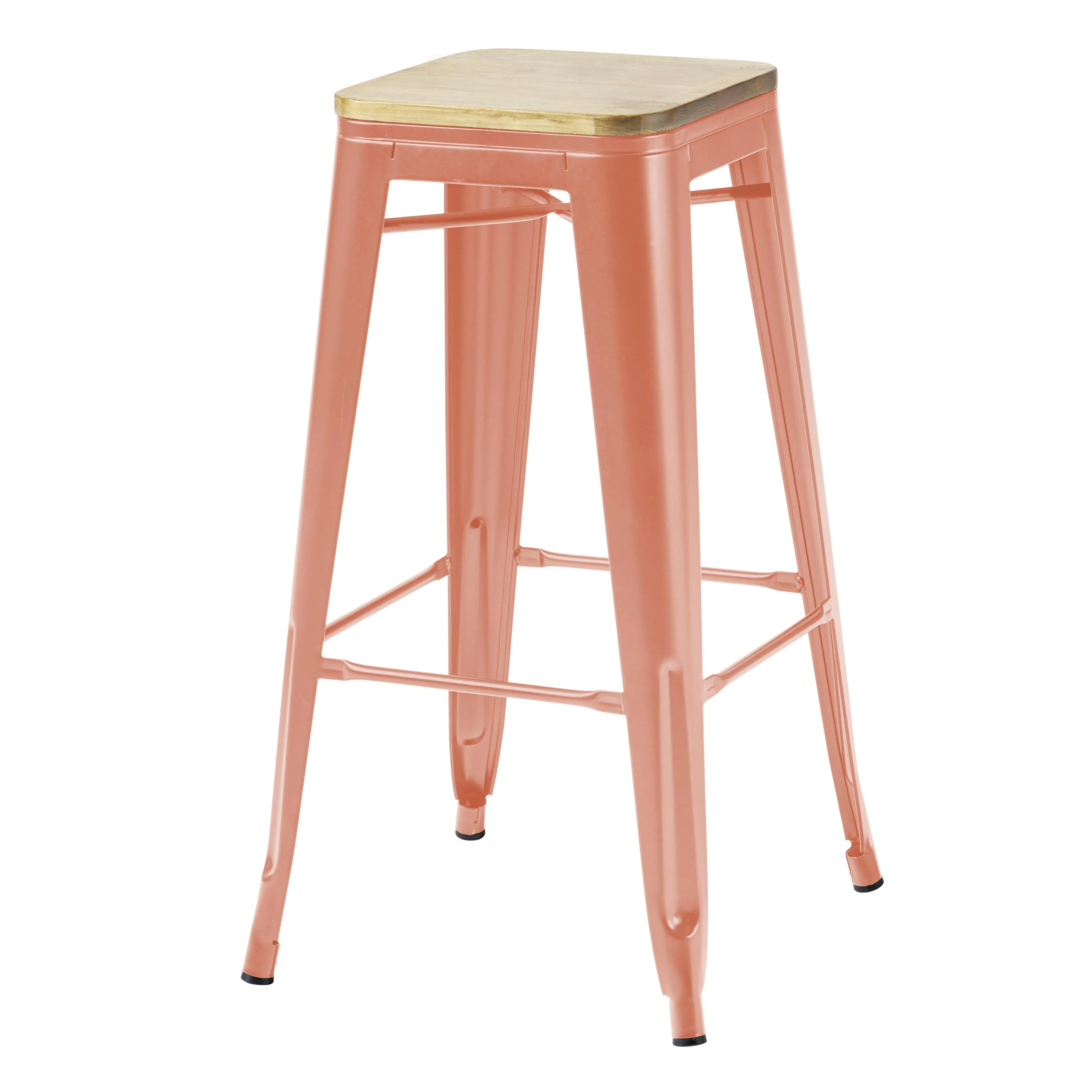 Illustration numéro 2 du produit Lot de 4 tabourets de bar en métal mat terracotta et bois