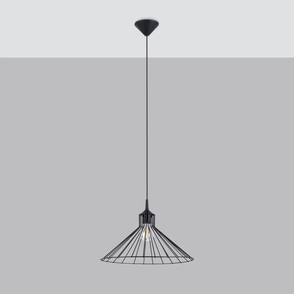 Illustration numéro 2 du produit Lampe suspendue acier noir H 86 cm