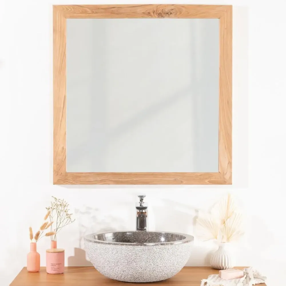 Illustration numéro 2 du produit Miroir carré en teck massif 70
