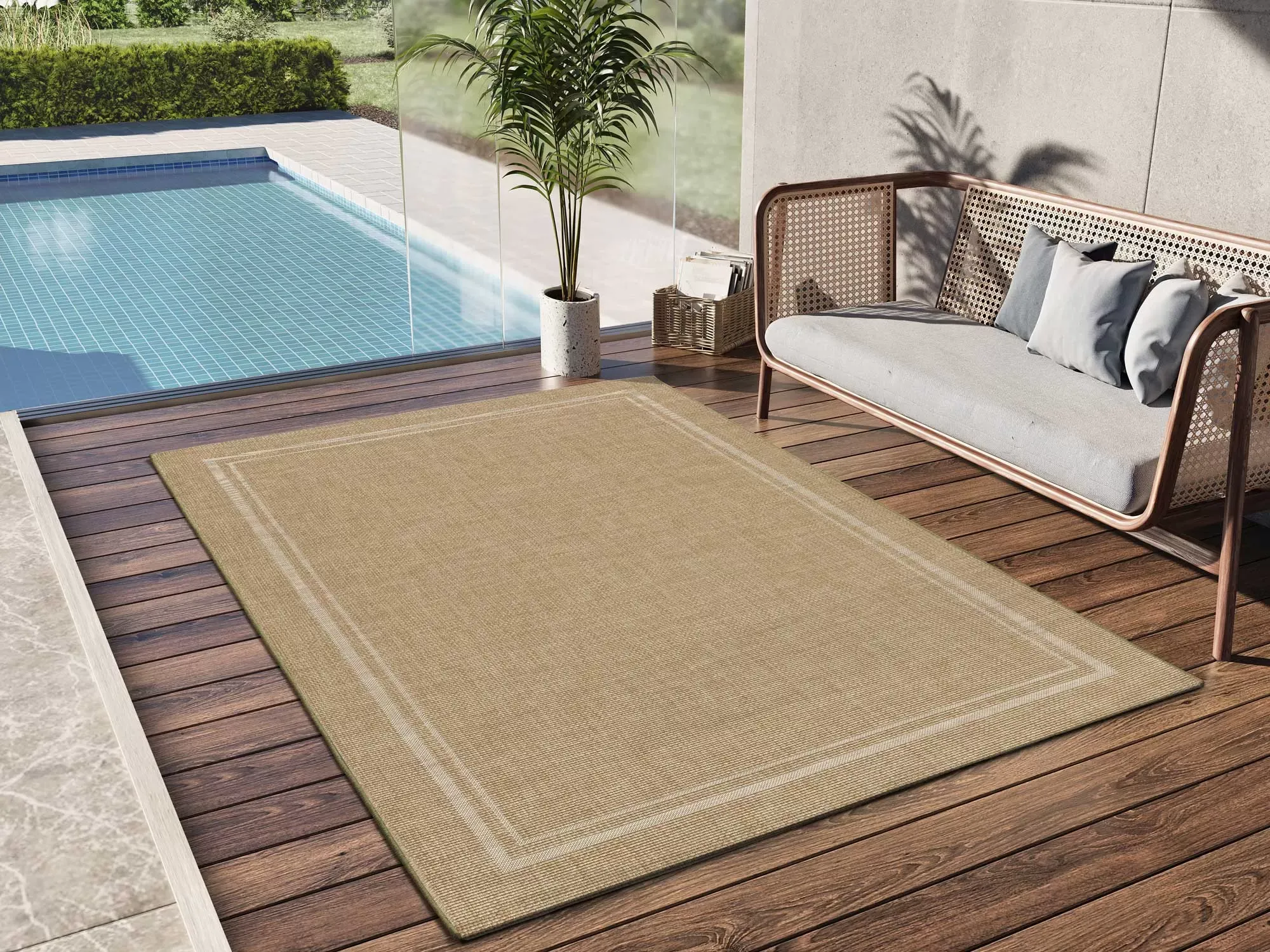 Illustration numéro 2 du produit Tapis d'extérieur effet jute beige 160x230 cm