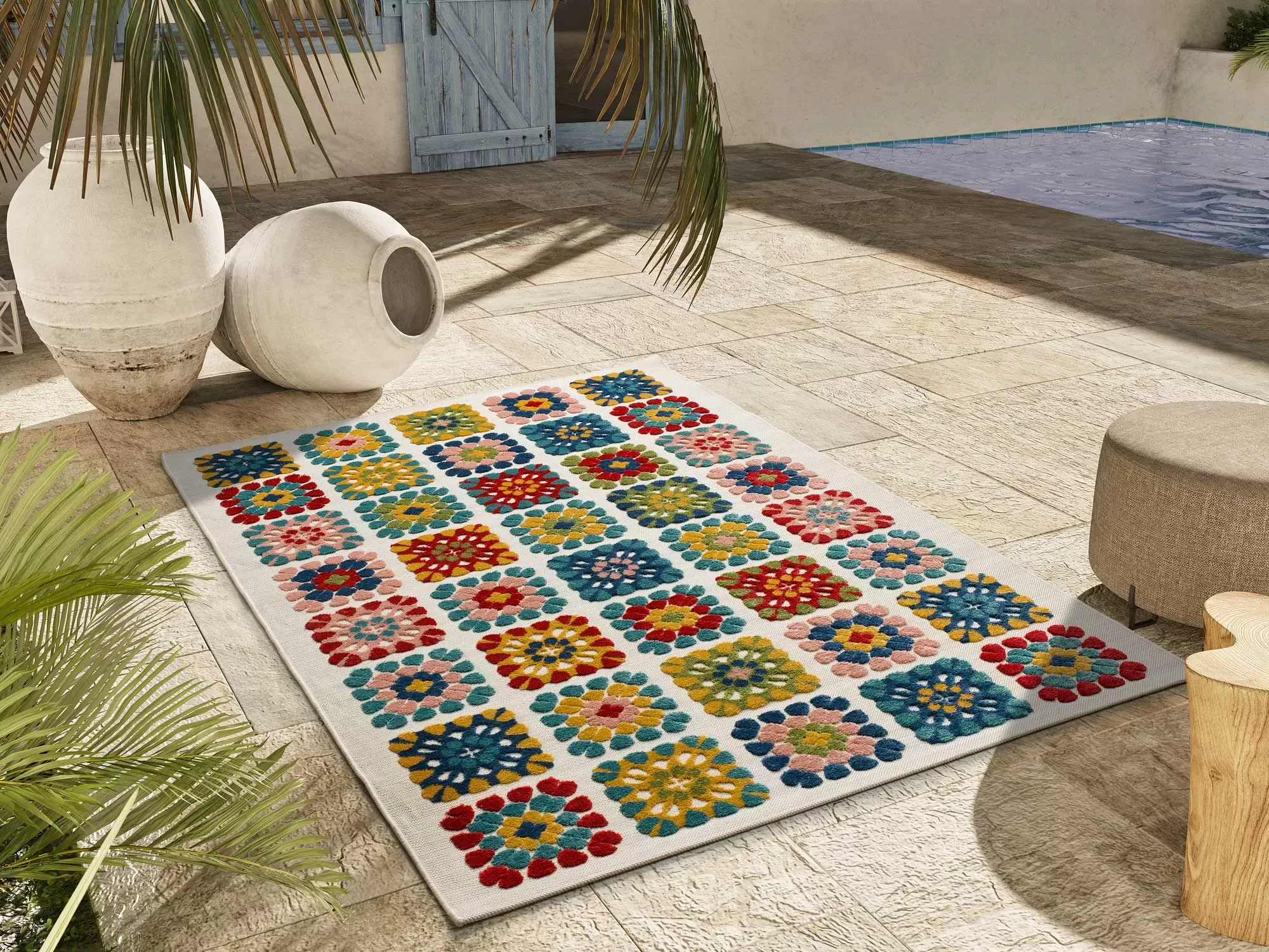 Illustration numéro 2 du produit Tapis d'extérieur a relief multicolore 120x170 cm
