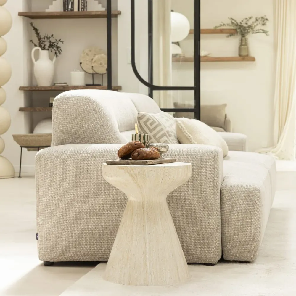 Illustration numéro 2 du produit Tabouret effet travertin H45cm - Beige