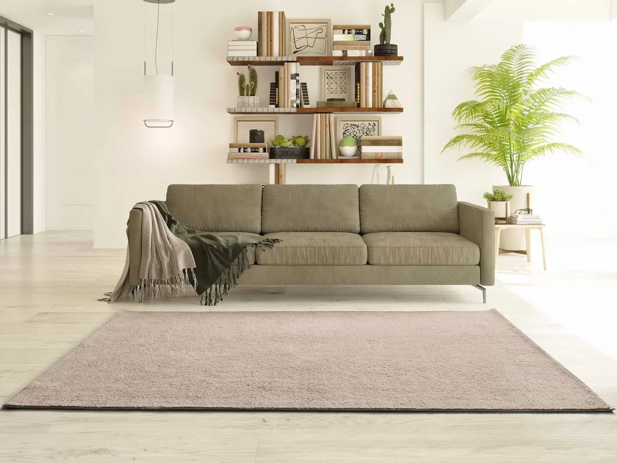 Illustration numéro 2 du produit Tapis descente de lit lavable beige antidérapant 60x100 cm