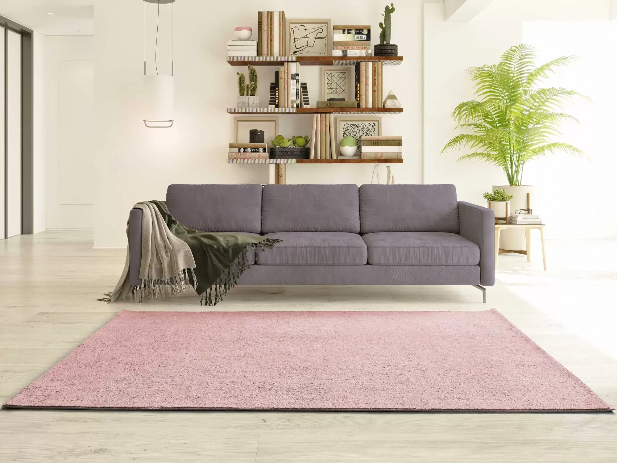 Illustration numéro 2 du produit Tapis descente de lit lavable rose antidérapant 60x100 cm