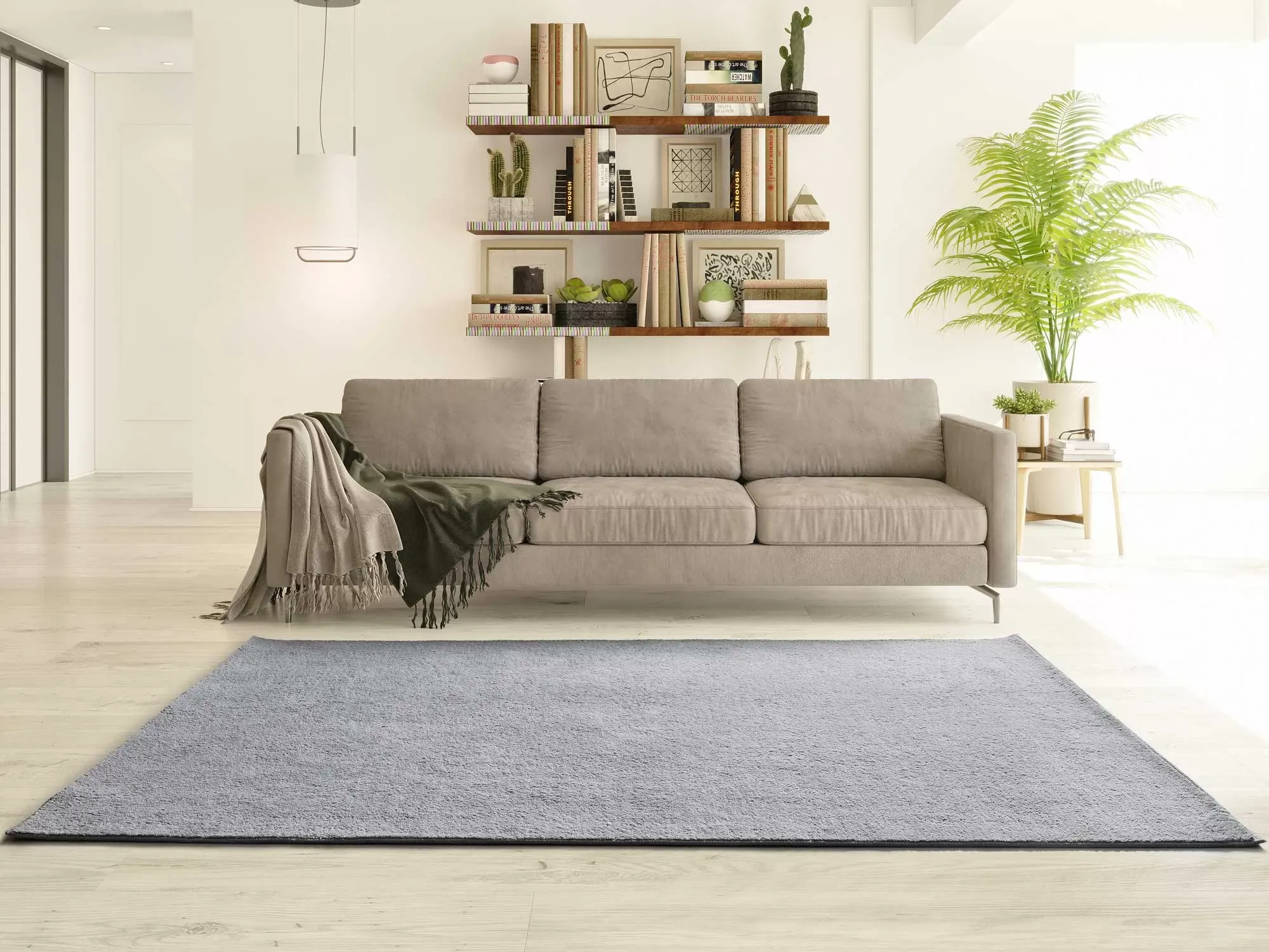 Illustration numéro 2 du produit Tapis descente de lit lavable gris antidérapant 60x100 cm