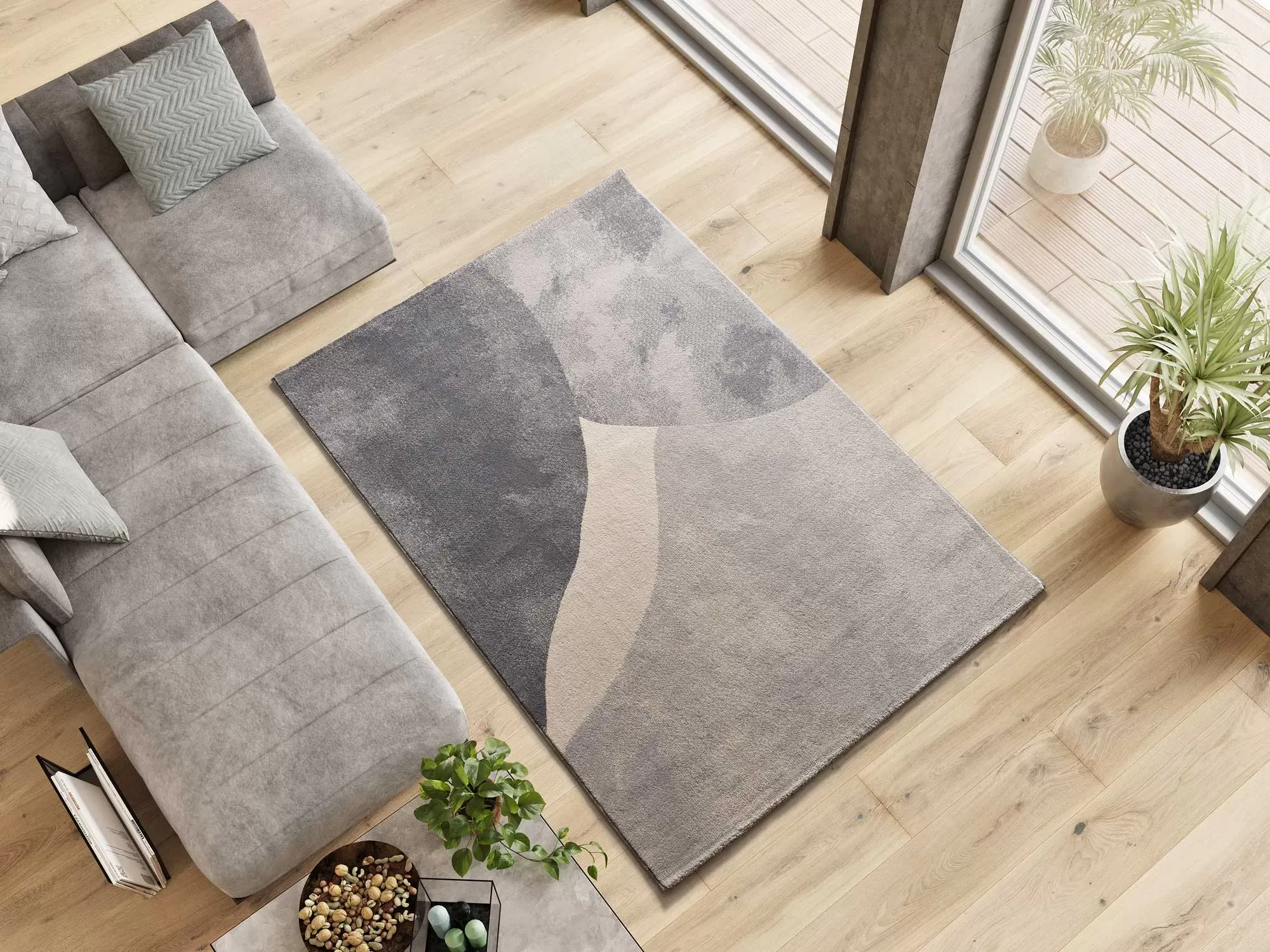 Illustration numéro 2 du produit Tapis abstrait gris 160x230 cm