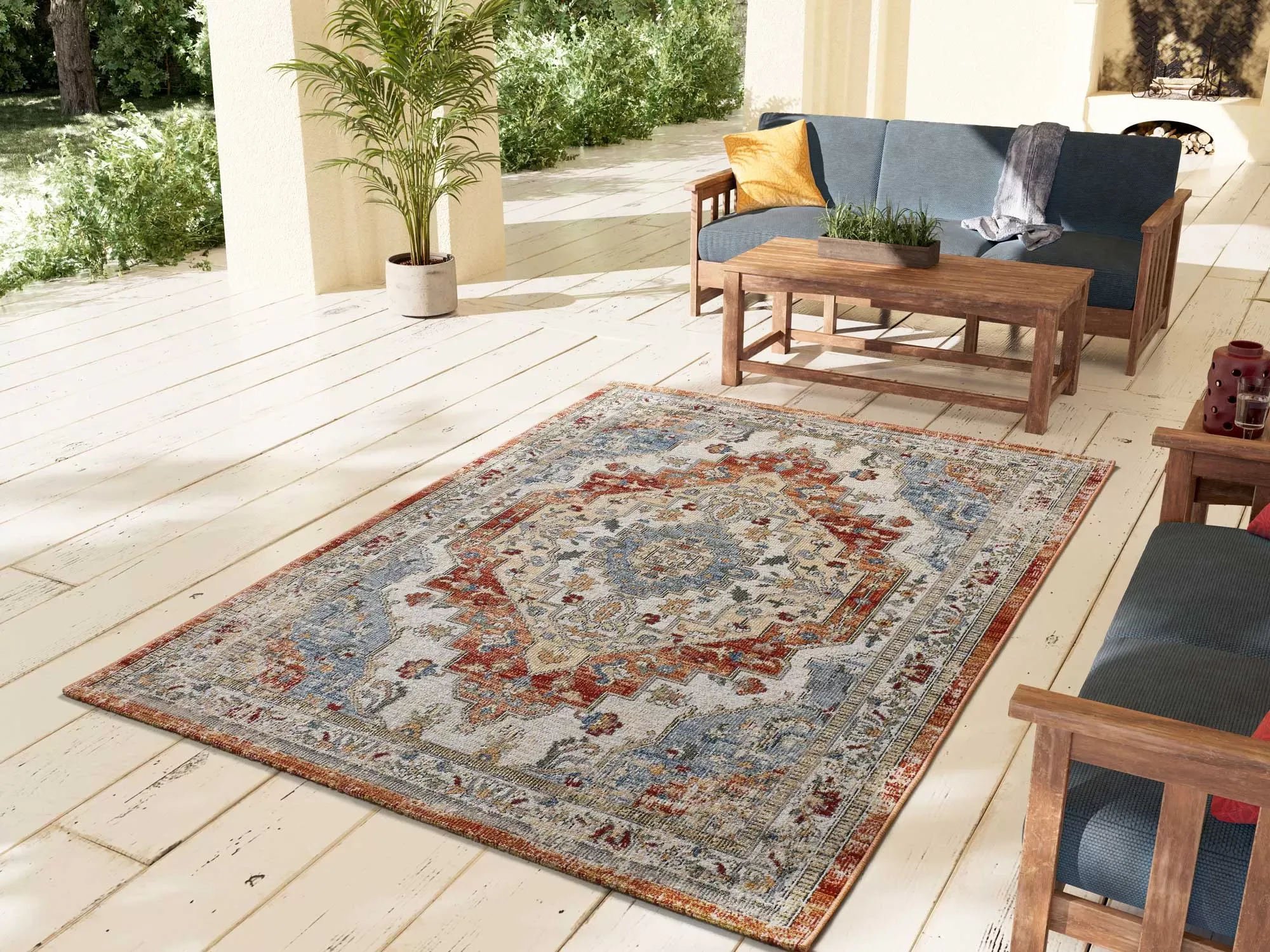 Illustration numéro 2 du produit Tapis d'extérieur/intérieur de style vintage terracotta 120x170 cm