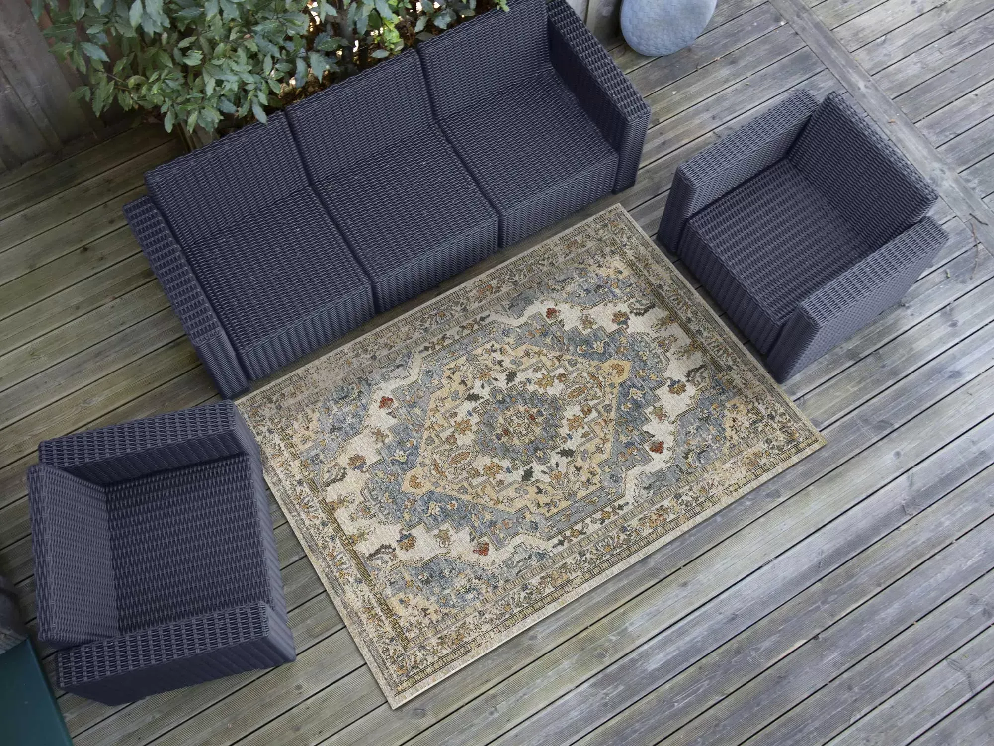 Illustration numéro 2 du produit Tapis d'extérieur vintage bleu 160x230 cm