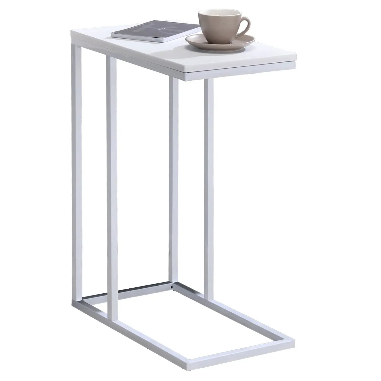 Illustration numéro 2 du produit Table d'appoint avec plateau, cadre en métal, blanc/blanc