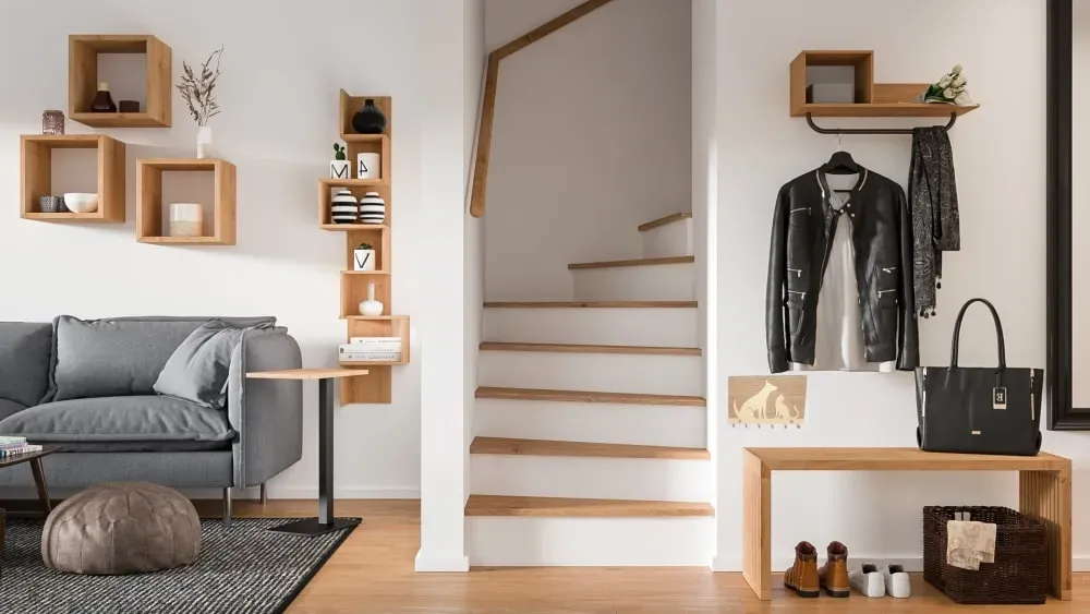 Illustration numéro 2 du produit Porte-clés en métal doré et chêne huilé