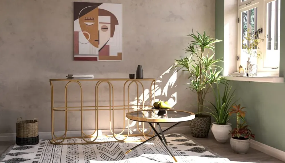 Illustration numéro 2 du produit Console en fer et bois marron 110x32x77 cm