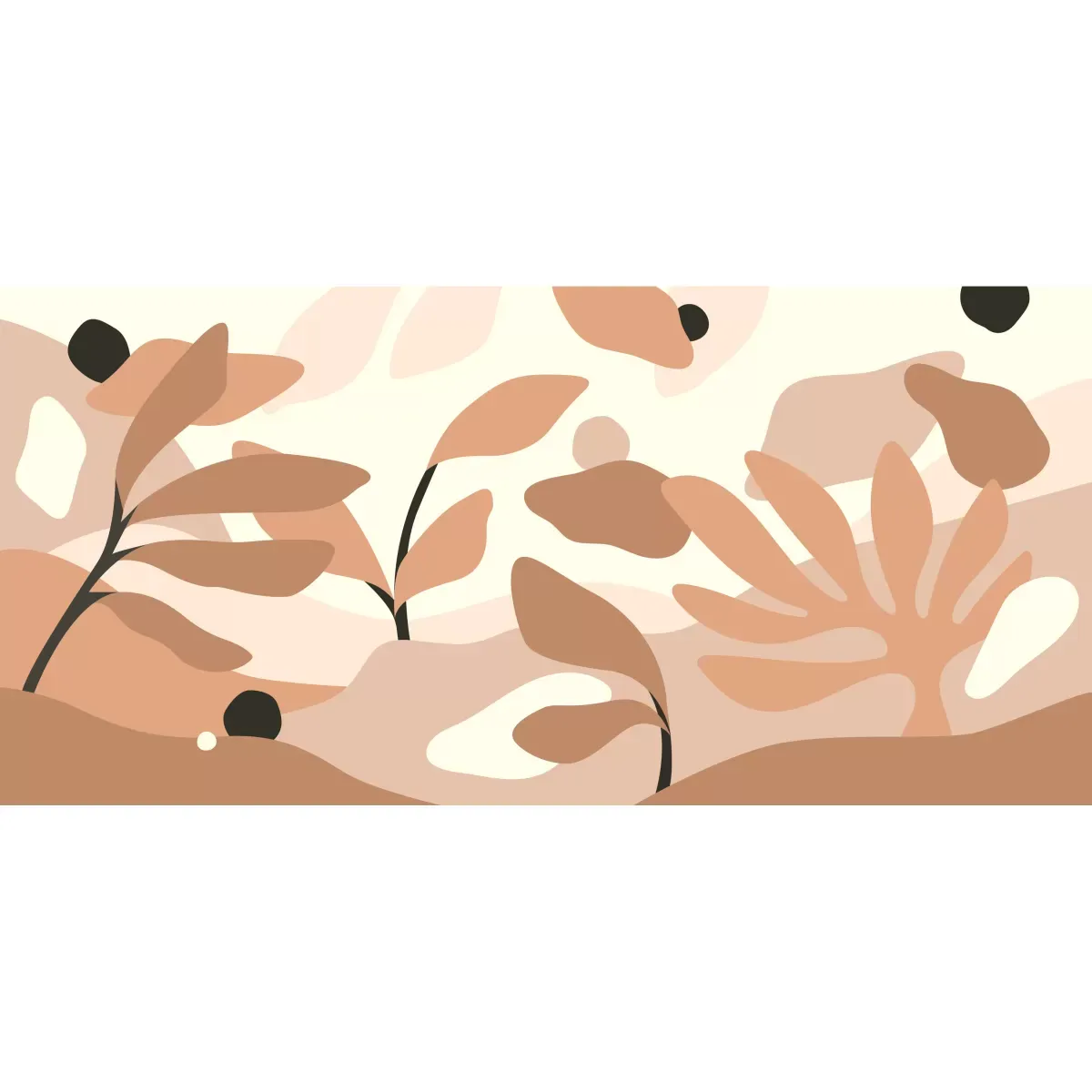 Illustration numéro 2 du produit Papier peint panoramique botanique orange 300x250cm