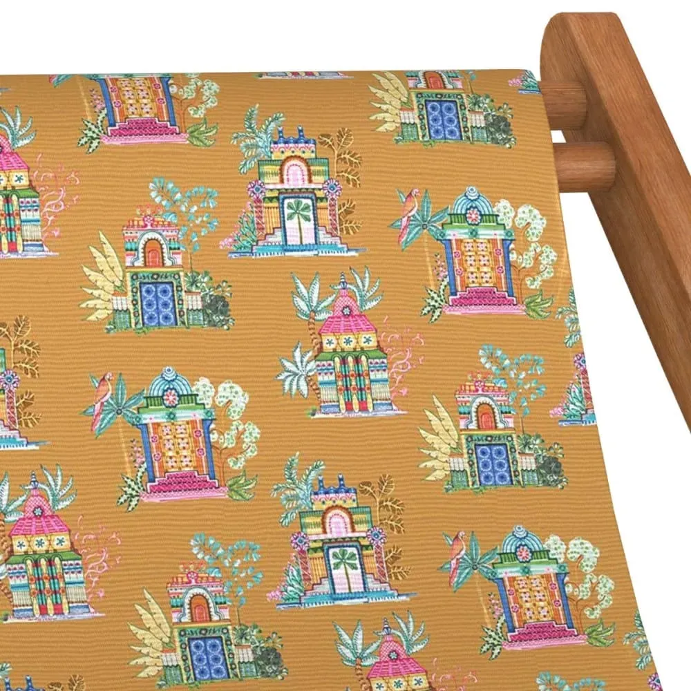 Illustration numéro 2 du produit Chilienne pliante en hêtre et toile outdoor motif temples tabac