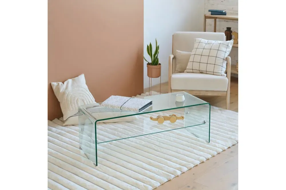 Illustration numéro 2 du produit Table basse rectangulaire en verre double plateau L100