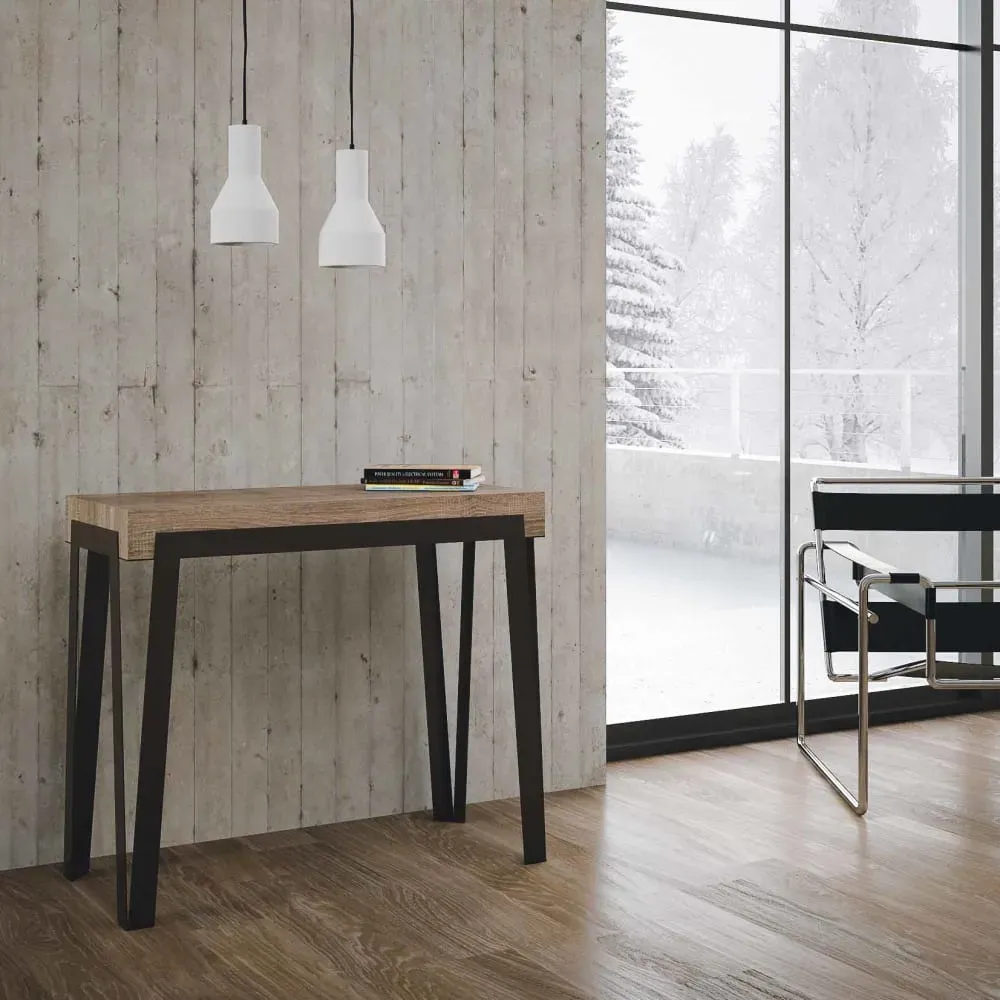 Illustration numéro 2 du produit Console extensible effet bois chêne nature 90x40/300 cm