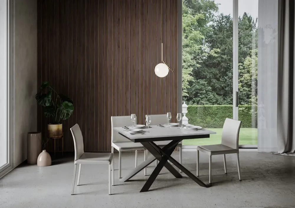 Illustration numéro 2 du produit Table extensible  effet bois blanc 90x120/180 cm