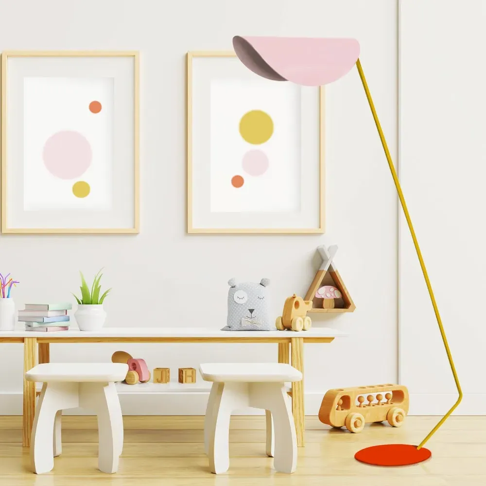 Illustration numéro 2 du produit Lampadaire liseuse  métal,Rose , H 174xD33xP70cm