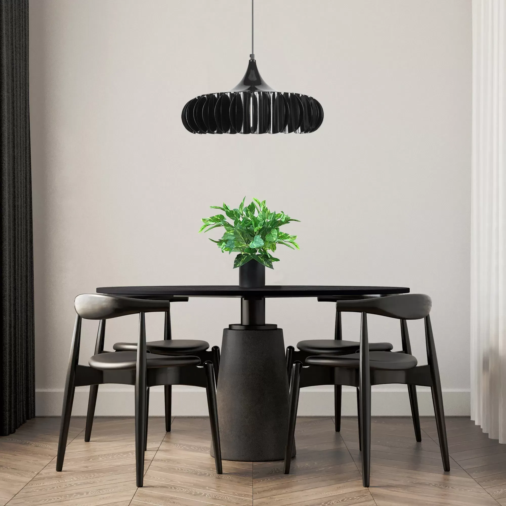 Illustration numéro 2 du produit Suspension  métal,Noir ,H80xD 40xP40cm