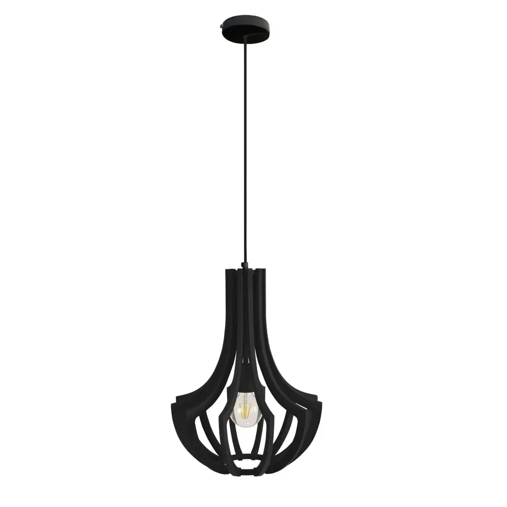 Illustration numéro 2 du produit Suspension etbois bois H107cm noir ;Abat-jour: noir