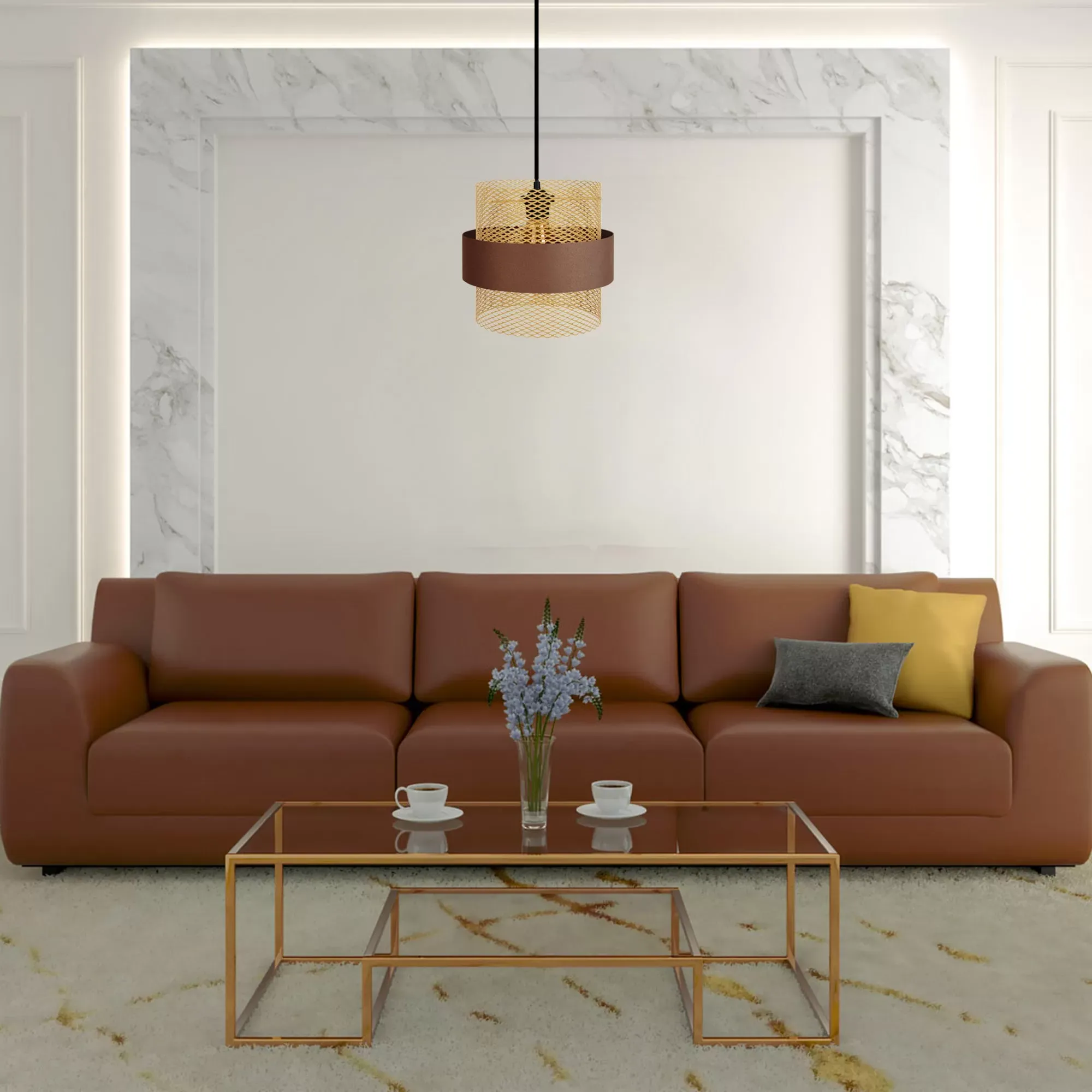 Illustration numéro 2 du produit Suspension  métal,Marron,H 85xD27x P 27cm