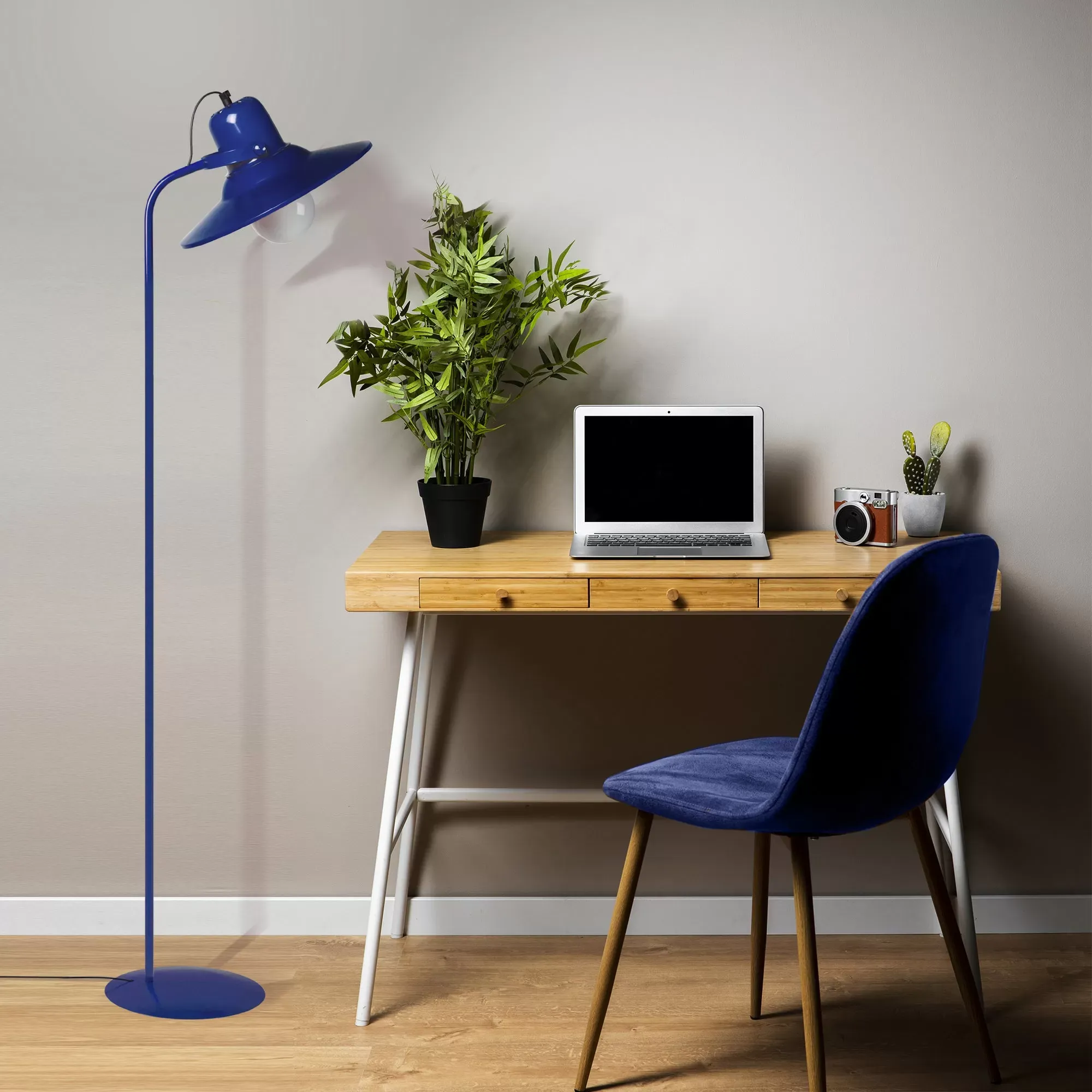 Illustration numéro 2 du produit Lampadaire liseuse  métal,Bleu,H150xD29xP29cm