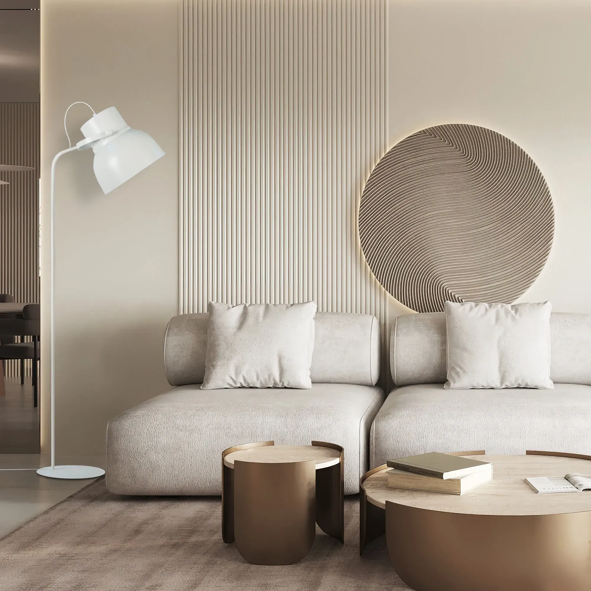 Illustration numéro 2 du produit Lampadaire liseuse  métal,Blanc   ,H150x D29xP29cm